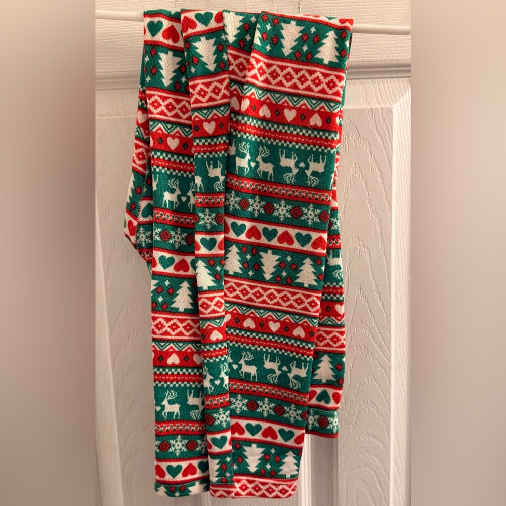 Women’s Festive Red and Green Holiday Leggings size small